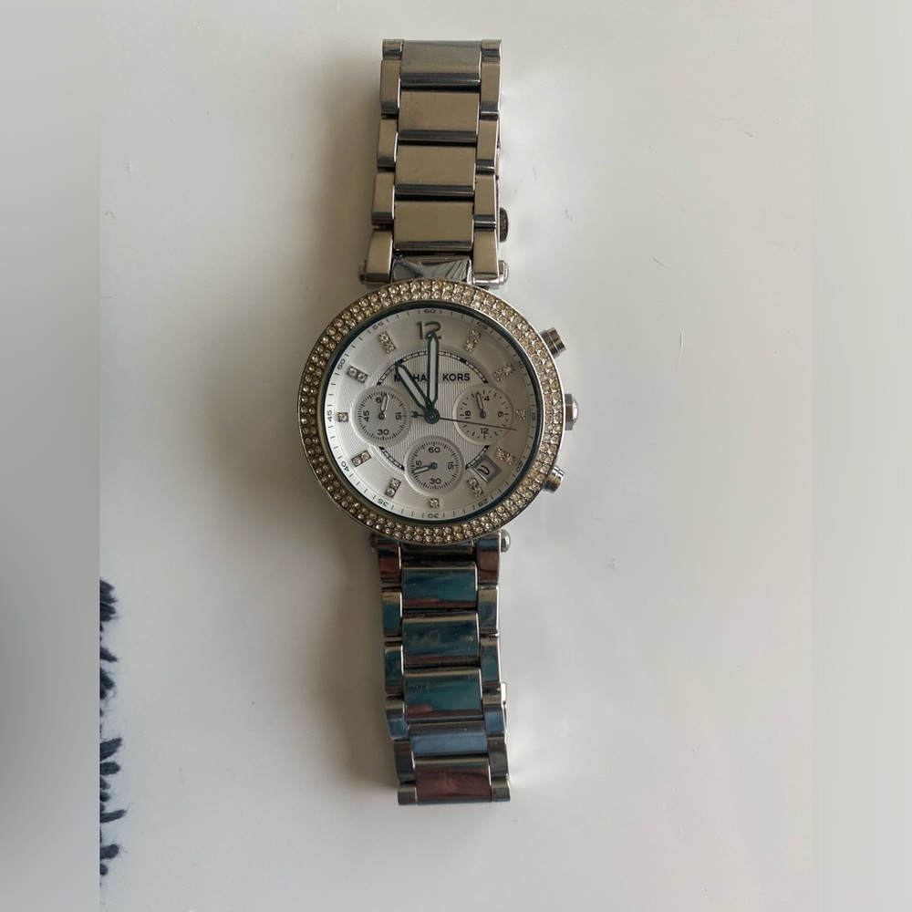 Michale Kors silver watch with rhinestones